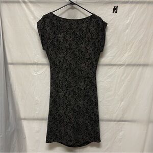 Black Patterned Short Sleeve Women's Dress